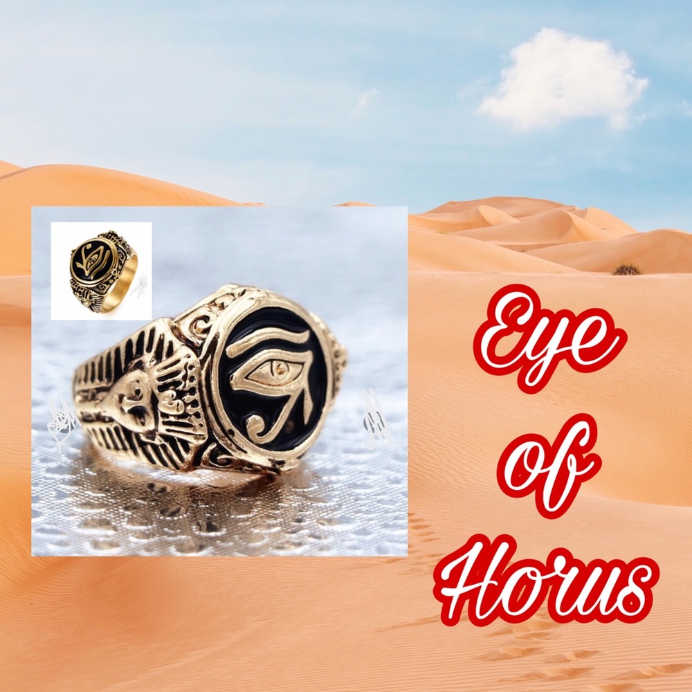 Unique Egyptian Eye of Horus Ring - sz 6